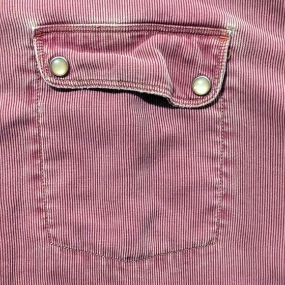 Ryan Michael Shirt Mens Medium XL Red Textured Corduroy Silk Snap Long Sleeve - Picture 6 of 16